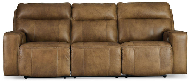 Ashley Game Plan PWR REC Sofa with ADJ Headrest - Caramel