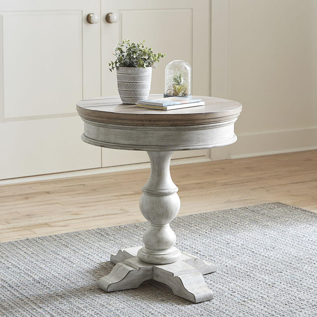 Liberty Furniture Heartland - Round Pedestal Chair Side Table - White