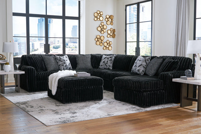 Ashley Midnight-madness - Onyx - 5 Pc. - 4-Piece Sectional With Raf Corner Chaise, Ottoman