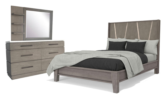 Parker House Pure Modern - Bedroom Queen Panel Bed With Dresser And Mirror - Moonstone