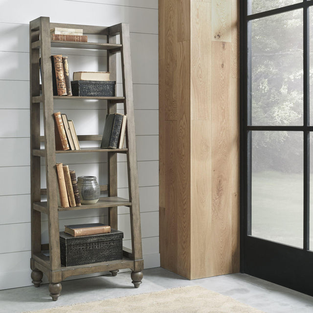 Liberty Furniture Americana Farmhouse - Wood Leaning Pier Bookcase - Light Brown