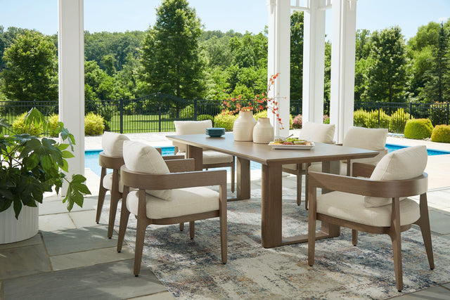 Ashley Serene Bay - Dark Brown - 7 Pc. - Dining Table, 6 Arm Chairs