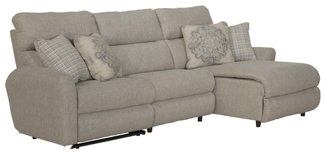 Catnapper McPherson - 3 Piece Power Reclining Sectional With 1 RSF Lay-Back Chaise And 1 Lay-Flat Recliner - Beige