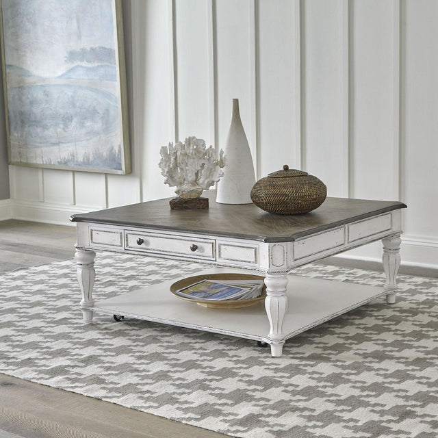 Liberty Furniture Magnolia Manor - Oversized Square Cocktail Table - White