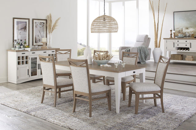 Parker House Americana Modern Dining - Rectangular Extendable Dining Table With 6 Upholstered Dining Chairs - Light Brown