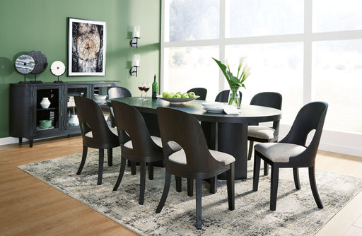 Ashley Rowanbeck - Black - 10 Pc. - Dining Table, 8 Side Chairs, Server