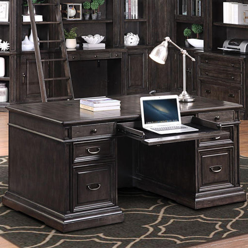 Parker House Washington Heights - Double Pedestal Executive Desk - Washed Charcoal