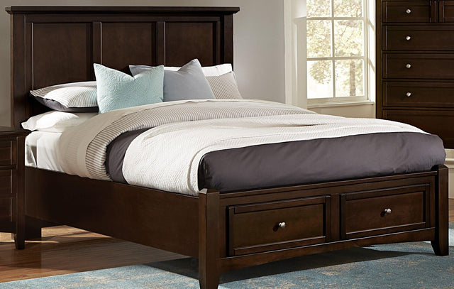 Vaughan-Bassett Bonanza - Full Mansion Bed With Storage Footboard - Merlot