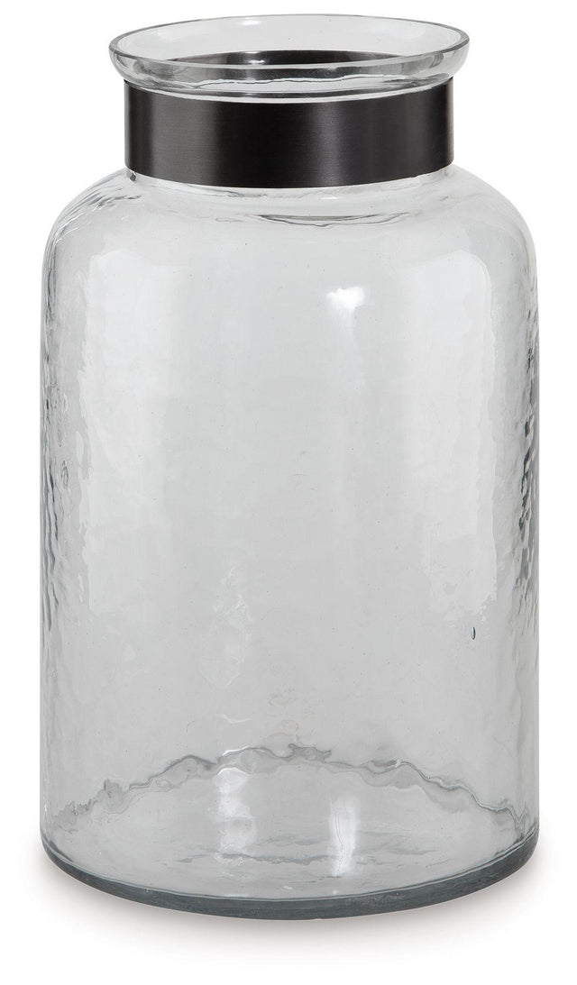 Ashley Lukasvale Vase - Clear/Pewter Finish