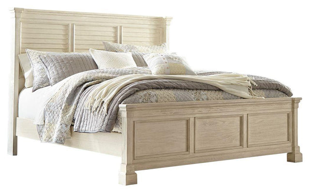 Ashley Bolanburg - Antique White - King Panel Bed - Louvered Headboard