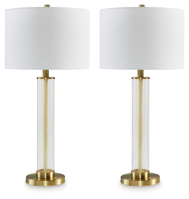 Ashley Orenman Glass Table Lamp (2/CN) - Clear/Brass Finish