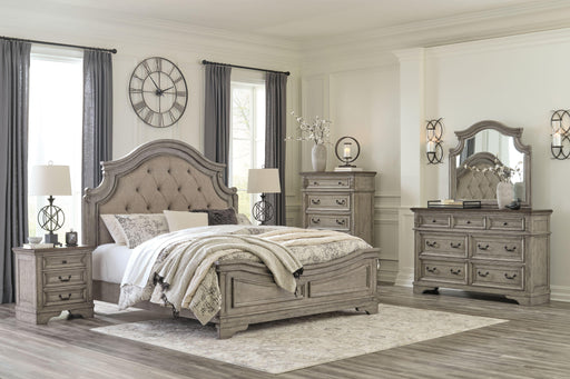Ashley Lodenbay - Antique Gray - 7 Pc. - Dresser, Mirror, California King Panel Bed, 2 Nightstands