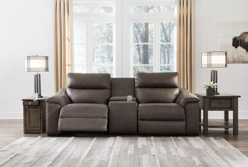 Ashley Salvatore - Chocolate - Power Reclining Loveseat With Console 3 Pc Sectional