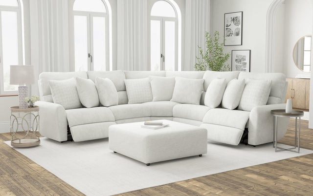 Catnapper Majesty - 3 Piece Deep Seating Power Reclining Sectional With 1 Castered Cocktail Ottoman - White