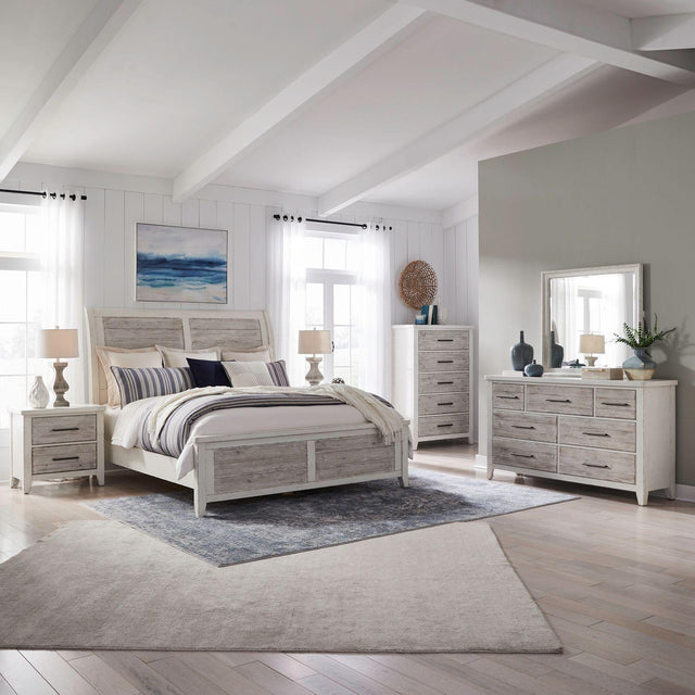 Liberty Furniture Backroads - 5 Piece Bedroom Set (Queen Sleigh Bed, Dresser & Mirror, Chest, Night Stand) - White