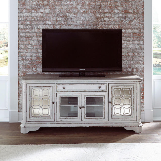 Liberty Furniture Magnolia Manor - Entertainment TV Stand - White - Glass Doors
