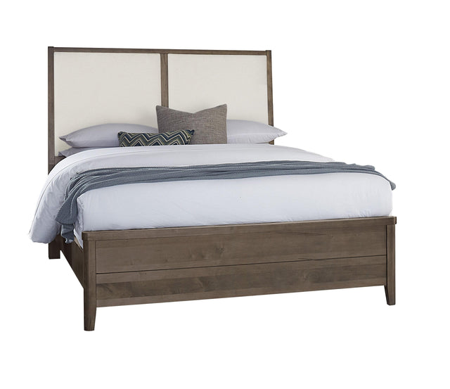 Vaughan-Bassett Woodbridge - Queen Upholstered Bed With White Fabric - Dark Cashmere