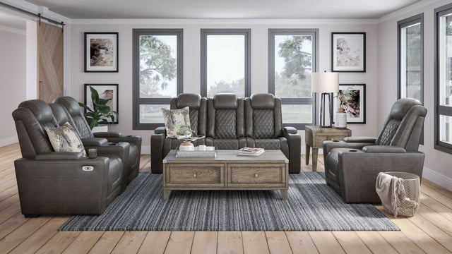 Ashley Hyllmont - Gray - 3 Pc. - Power Sofa, Loveseat, Recliner