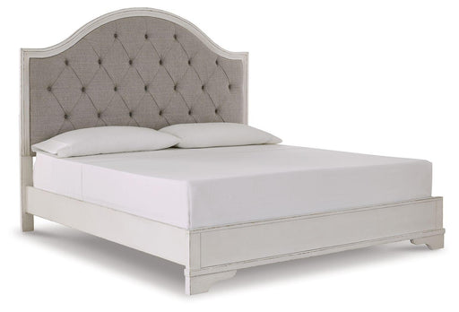Ashley Brollyn - White / Brown / Beige - California King Upholstered Panel Bed
