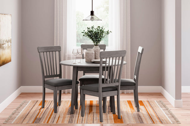 Ashley Shullden - Gray - 5 Pc. - Drop Leaf Table, 4 Side Chairs