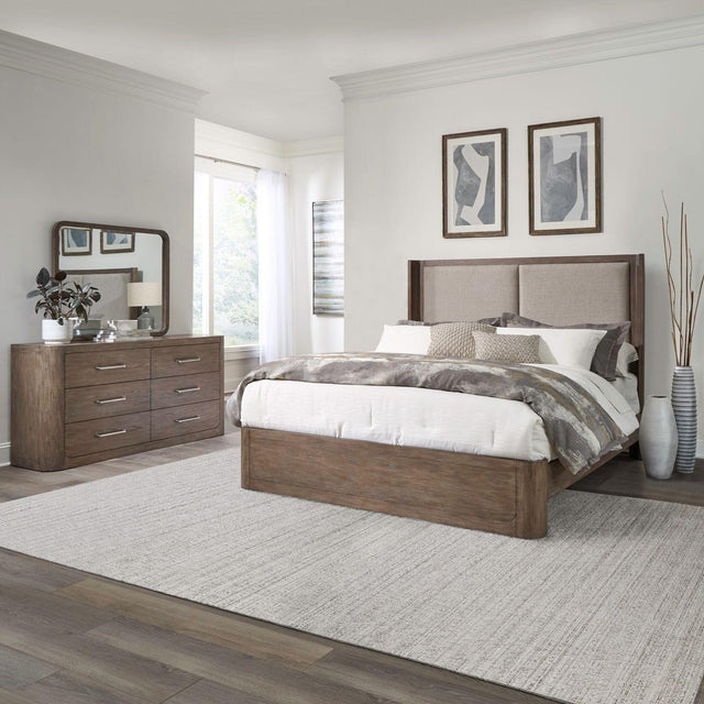 Liberty Furniture South Bend - 3 Piece Bedroom Set (King Shelter Bed, Dresser & Mirror) - Brown