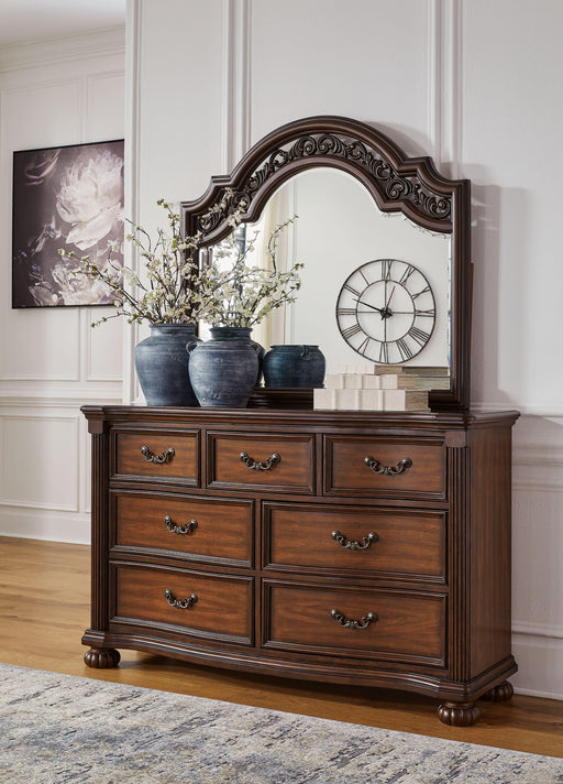 Ashley Lavinton - Brown - 6 Pc. - Dresser, Mirror, Chest, King Poster Bed