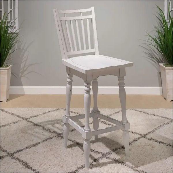 Liberty Furniture Magnolia Manor - Spindle Back Swivel Bar Stool - Antique White & Weathered Bark