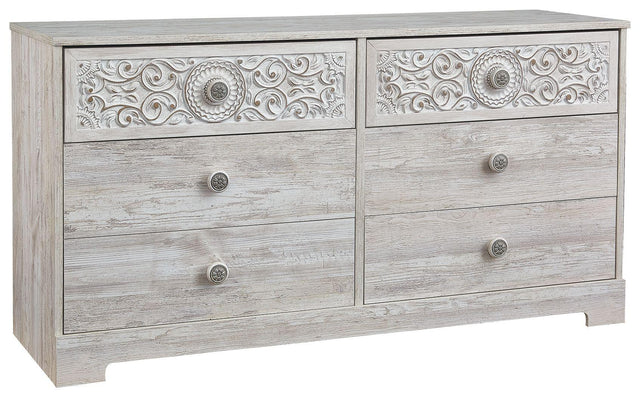 Ashley Paxberry Six Drawer Dresser - Whitewash