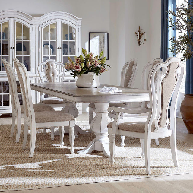 Liberty Furniture Magnolia Manor - 7 Piece Double Pedestal Table Set - White