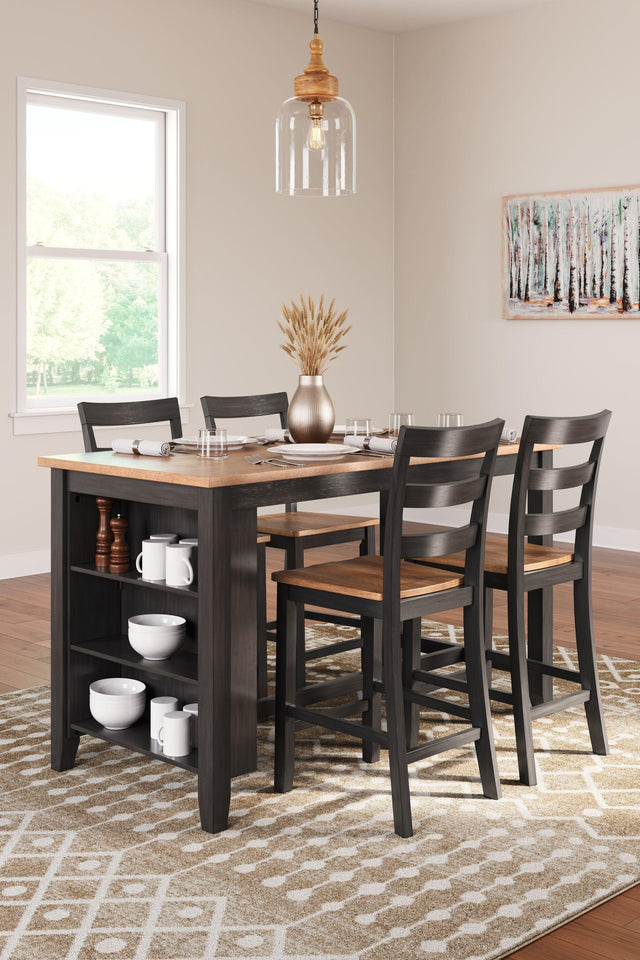 Ashley Gesthaven - Natural / Brown - 5 Pc. - Rectangular Dining Room Counter Table, 4 Barstools