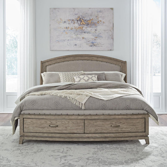 Liberty Furniture Avalon - Queen Upholstered Storage Bed - Burnished Beige