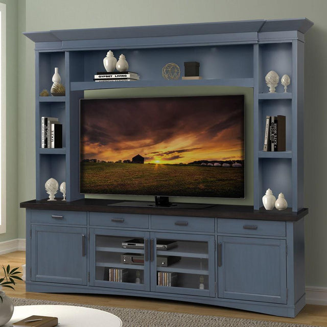 Parker House Americana Modern - TV Console with Hutch and LED Lights - Denim