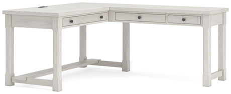 Ashley Robbinsdale - L-Shaped Home Office Desk - Antique White