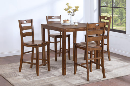 New Classic Furniture Salem - 5 Piece Counter Dining Set (Table & 4 Chairs) - Tobacco