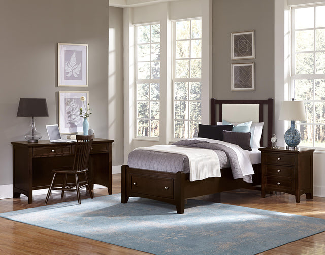 Vaughan-Bassett Bonanza - Twin Linen Upholstered Bed With Storage Footboard - Merlot