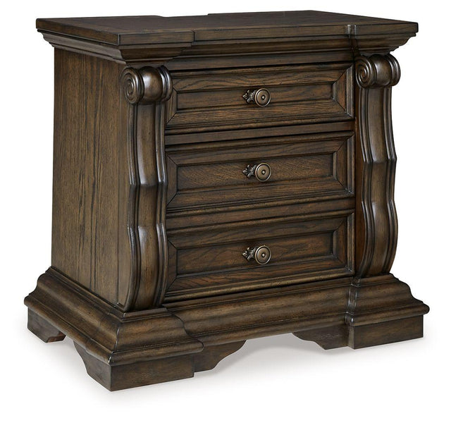 Ashley Maylee Three Drawer Night Stand - Dark Brown