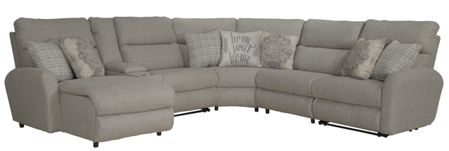 Catnapper McPherson - 6 Piece Power Reclining Sectional With Lay-Back LSF Chaise And 2 Lay-Flat Reclining Seats - Beige