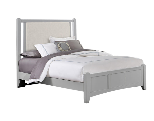 Vaughan-Bassett Bonanza - Queen Pebble Gray Upholstered Bed With Mansion Footboard - Gray