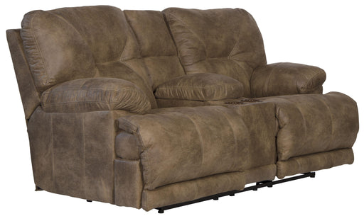 Catnapper Voyager - Lay Flat Console Reclining Loveseat - Brandy - Fabric