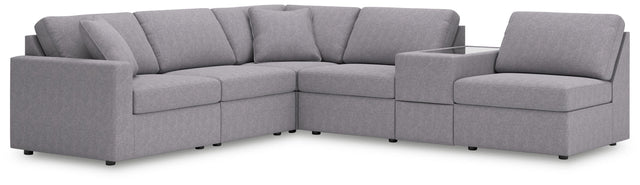 Ashley Modmax - Granite - 6-Piece Sectional With Storage Console And 3 Armless Chairs