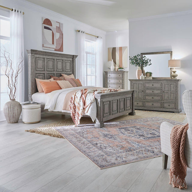 Liberty Furniture Big Valley - 4 Piece Bedroom Set (King Panel Bed, Dresser & Mirror, Chest) - Gray