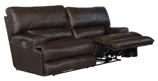 Catnapper Wembley - Italian Leather Match Power Lay Flat Reclining Sofa with Power Adjustable Headrest & Lumbar - Chocolate