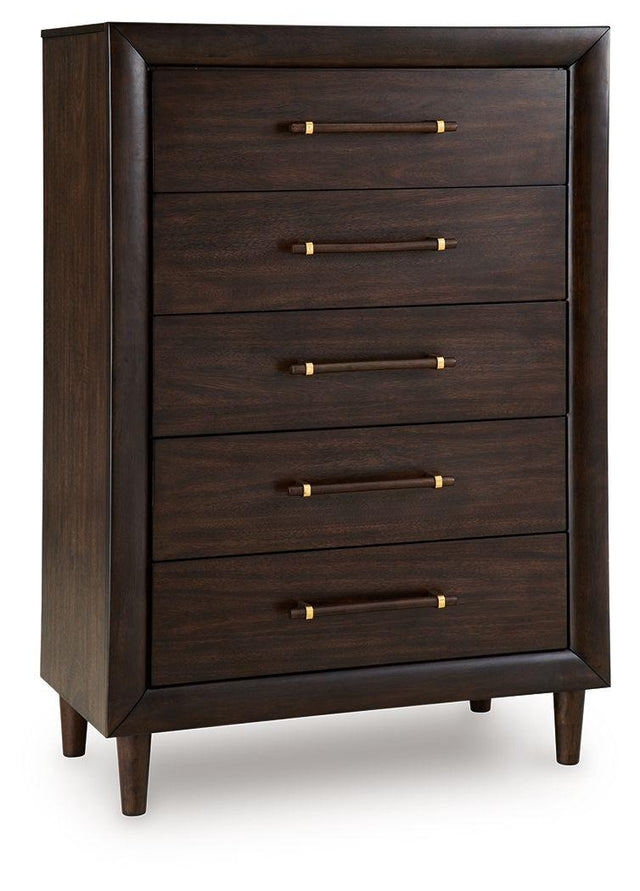 Ashley Dantenton Five Drawer Chest - Merlot