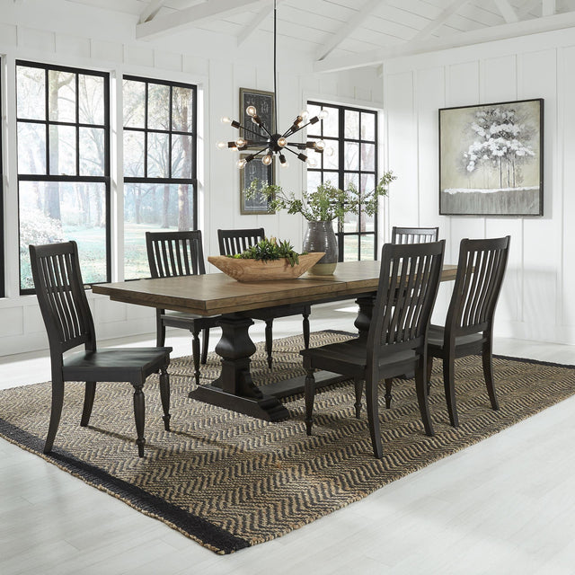 Liberty Furniture Harvest Home - 7 Piece Trestle Table Set - Black
