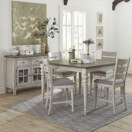 Liberty Furniture Heartland - 5 Piece Gathering Table Set (Ladder-Back Chairs) - White