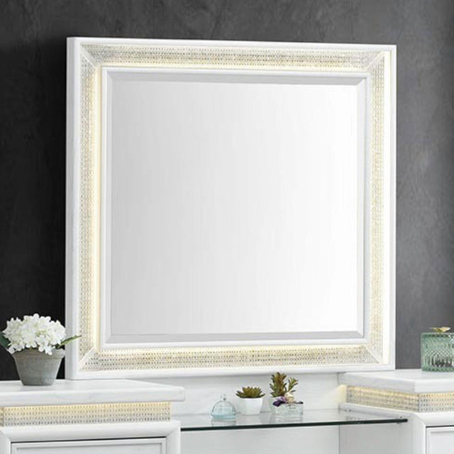 Liberty Furniture Reflections - Vanity Mirror - Pearl White & Rhinestone