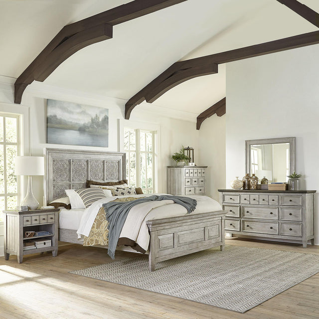 Liberty Furniture Heartland - 5 Piece Bedroom Set (Queen Panel Bed, Dresser & Mirror, Chest, Nightstand) - White