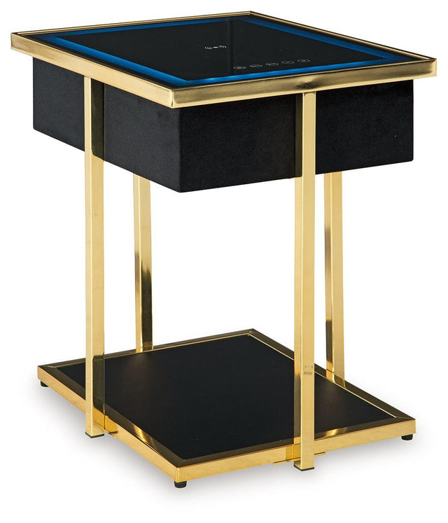 Ashley Rexwell Accent Table with Speaker - Black/Gold Finish