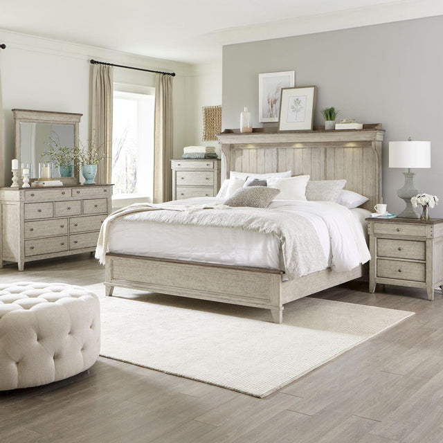 Liberty Furniture Ivy Hollow - 5 Piece Bedroom Set (California King Mantle Bed, Dresser & Mirror, Chest, Night Stand) - White