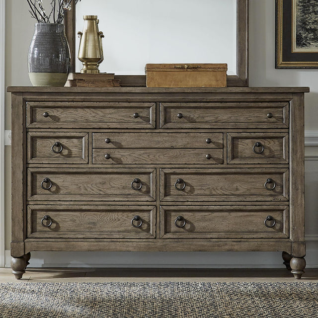 Liberty Furniture Americana Farmhouse - 9 Drawer Dresser - Light Brown